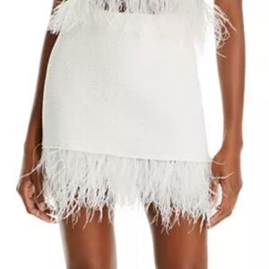 FRAME Organic Linen Blend Crochet Feather Mini Skirt Off White NWT